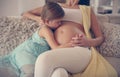 Pregnant woman with her daughter. Royalty Free Stock Photo