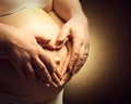 Pregnant woman and her husband caressing her belly Royalty Free Stock Photo