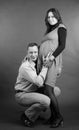 Pregnant woman and her husband grayscale