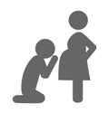 Pregnant woman and her husband pictogram flat icon isolated on w