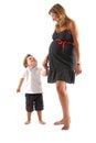 Pregnant woman and her son talking Royalty Free Stock Photo