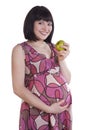 Pregnant woman holding apple. Royalty Free Stock Photo
