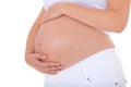 Pregnant woman holding her baby bump Royalty Free Stock Photo