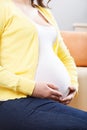 Pregnant woman holding her baby bump Royalty Free Stock Photo