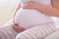 Pregnant woman holding her bump Royalty Free Stock Photo