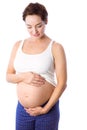 Pregnant woman holding her bump Royalty Free Stock Photo