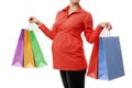 Pregnant woman holding shopping bags isolated Royalty Free Stock Photo