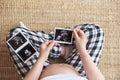 Pregnant woman holding ultrasound image Royalty Free Stock Photo