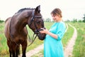 Pregnant woman with horse