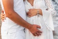 Pregnant woman hugging her husband Royalty Free Stock Photo