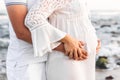 Pregnant woman hugging her husband Royalty Free Stock Photo