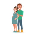 Pregnant woman and husband. Color flat vector illustration isolated Royalty Free Stock Photo