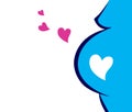 Pregnant Woman Icon With Heart (blue)
