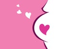 Pregnant woman icon with heart (pink)