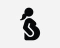 Pregnant Woman Icon. Pregnancy Mother Motherhood Baby Maternity Expecting Birth Belly Sign Symbol Artwork Graphic Clipart Vector