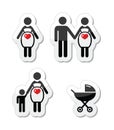 Pregnant woman icons set