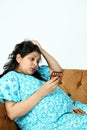 Pregnant woman is irritating in the medicine