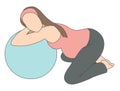 Pregnant woman with labor support peanut ball