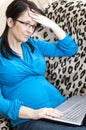 Pregnant woman and laptop