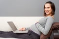 Pregnant woman with laptop Royalty Free Stock Photo