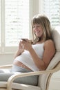 Pregnant Woman Listening Music From MP3 Player Royalty Free Stock Photo