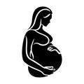 Pregnant Woman Logo Black Outline Vector, Maternity Logo Icon