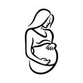 Pregnant Woman Logo Black Outline Vector, Maternity Logo Icon