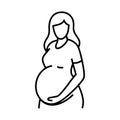 Pregnant Woman Logo Black Outline Vector, Maternity Logo Icon