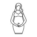 Pregnant Woman Logo Black Outline Vector, Maternity Logo Icon