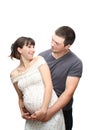 Pregnant woman and the man, isolated. Royalty Free Stock Photo