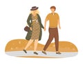 Pregnant woman and man walking in park flat vector illustration Royalty Free Stock Photo