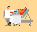 Pregnant woman on medical bed. ultrasound of the abdomen and the child. Women`s consultation. Medical examination of a pregnant