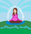 Pregnant woman meditates in nature
