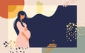 Pregnant woman. Modern collage on an abstract background. Bright conceptual flat illustration about motherhood and pregnancy.