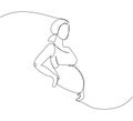 Pregnant woman one line art. Continuous line drawing of pregnancy, motherhood, preparation for childbirth, pregnant