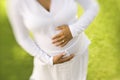 Pregnant Woman in Outdoor Setting Royalty Free Stock Photo