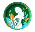 Pregnant woman paper cut vector young mother Royalty Free Stock Photo