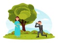 Pregnant Woman at Photo Shoot or Photo Session Posing In front Of Camera Vector Illustration