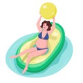 Pregnant woman in pool flat color vector character Royalty Free Stock Photo