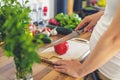 Pregnant woman preparing healthy food Royalty Free Stock Photo