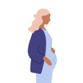 Pregnant woman profile. Mother expecting baby, hands on belly. Future mom. Pregnancy, motherhood, childbearing concept