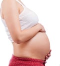 Pregnant woman profile view isolated Royalty Free Stock Photo