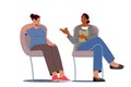 Pregnant Woman and Psychologist Characters Sitting and Chatting at Childbirth Preparation Courses. Pregnancy Support