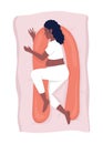 Pregnant woman resting with U shaped pillow 2D vector isolated illustration Royalty Free Stock Photo