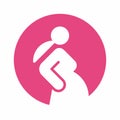 Pregnant woman round pink icon