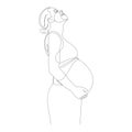 Pregnant woman silhouette drawn by continuous one line. Single line pregnancy or maternity concept. Vector Illustration. Royalty Free Stock Photo