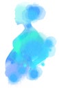 Pregnant woman silhouette plus abstract water color painted. Dig Royalty Free Stock Photo