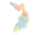 Pregnant woman silhouette plus abstract watercolor Royalty Free Stock Photo