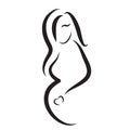 Pregnant woman silhouette, vector symbol Royalty Free Stock Photo