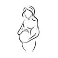 Pregnant woman silhouette, vector symbol